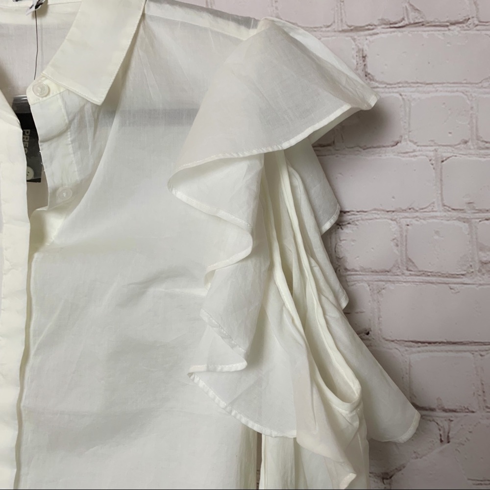 Express | Tops | Sz XS | Cut-Out Ruffle Button-Up - Picture 4 of 8